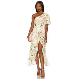 Yumi Kim M Liana Dress Sweet Kiss Ivory One Shoulder Midi Floral
